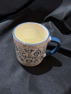Fiddle + Fern Be Still Collection Blue and White Floral Ceramic Coffee Mug